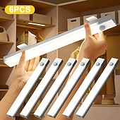 tanie lampki nocne z czujnikiem-6 sztuk magnetycznych, inteligentnych lampek z czujnikiem ruchu, ładowanych przez USB, z możliwością ściemniania w 3 kolorach, 3 tryby oświetlenia, paski świetlne LED do wnętrz, sypialni, przedpokoju,