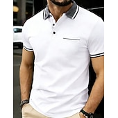 economico Polo classica da uomo-Per uomo Polo Maglia da golf Casuale Streetwear Bavero Manica Corta Essenziale Moderno Blocco di colori Tasca Bottoni Estate Primavera Vestibilità regolare Nero Bianco Giallo Borgogna Blu marino