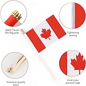 cheap World Soccer Match 2026-25Pack Small Canada Flag Handheld Mini Canadian Flag on Stick 5x8 Inch for Soccer World Summer Cup Match, Sports Events, Party Decorations, Fans Cheering