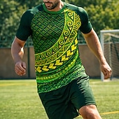 ieftine Tricouri și topuri de alergare-Bărbați Tricou de fotbal Geometric Aztec Brazilia Topuri pulover Tricou sport Vară Manșon scurt Casual De Atletism Spandex UPF 50 Uscare rapidă Confortabil la umezeală Respirabil Turneu Fotbal