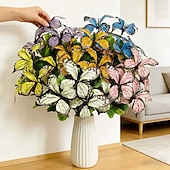 levne Umělé květiny-6 svazků motýlích květin s různými barvami, venkovní simulace plastových dekorativních květin, limitovaná edice motýlích kyticí pro domov, hotel, kancelář, svatbu, večírek, zahradu, verandu, chatu,