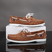 abordables chaussures de bateau-Mocassins à lacets en daim marron pour homme – chaussures habillées décontractées, idéales au quotidien, au bureau et pour un look élégant en extérieur.