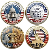  Набор из 4 подвесок в честь 250-летия США – двумерный орел. &Кулон с американским флагом, патриотическое памятное украшение, коллекционный предмет 1776-2026, подарок ко Дню независимости, 4 июля,