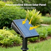 abordables Éclairages pour allées-Lot de 4 projecteurs solaires d'extérieur, étanches IP65, 7 LED, détecteur crépusculaire, projecteurs décoratifs pour jardin, terrasse, cour, pelouse, allée, éclairage paysager