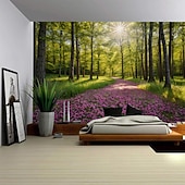 cheap Forest Tapestry-Forest Plants Waterfalls Lake Scenery Tapestry Modern Scenery Beautiful Bedroom Living Room Dormitory University Dormitory Shooting Background Decorative Home Decoration