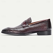 billiga Premium läder Loafers-Herrloafers i premiumläder – äkta kohud, vävd textur, slip-on-komfort, elegant formell stil, perfekt för bröllop, kontor, fester och speciella tillfällen