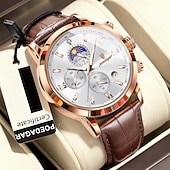 זול שעוני קוורץ-882 שעון גברים חדש, שעון כרונוגרף רב תכליתי קוורץ עם שלב ירח