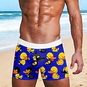  Муж. Животное Мультипликация Утка Эластичные боксерские трусы Плавки Боксерские шорты для плавания Веселая Повседневные Дом Пляжный отдых Эластичный пояс Влагоотводящий материал Дышащее нижнее белье