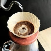 abordables Ustensiles et gadgets de cuisine-40/100 filtres à café jetables en papier naturel, pour 1 à 4 tasses, filtres en forme de V pour cafetière à filtre, accessoires pour cafés et maison, outils pour le café, 1 à 2/2 à 4 portions