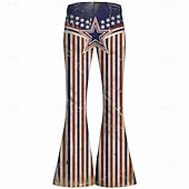  250e jubileum VS Retro vintage Jaren '70 Broeken Bell Bottom broek Hippie Schijf Hoge taille Zigzag Kostuum Dames Maskerade 4 juli Feest Independence Day Volwassenen Broeken