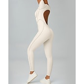 abordables Conjuntos y Monos-Women's Workout Jumpsuit Onesie Solid Color Bodysuit Summer Spring Fall rice white Pink Gym Workout Fitness Yoga Stretchy Breathable Short Sleeve Sport Activewear Stretchy
