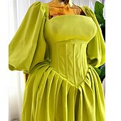 cheap Dresses-1950s Retro Vintage Fancy Costume Swing Dress Flare Dress Solid Color Fit &amp; Flare Swing Fancy Dress Women's Halloween Carnival Cocktail Party Retro Theme Party Adults' Dress Spring &amp; Summer