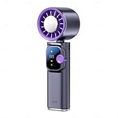 cheap Handheld Fans-Handheld Fan with Cooling Plate, Portable Personal Fan, Digital Display 199 Speeds Adjustable, Foldable Mini Fan with Lanyard, High Speed Turbo Fan for Women Men Travel, Outdoor, Office