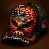 abordables 250e Anniversaire des États-Unis-Casquette de baseball commémorative du 250e anniversaire des États-Unis, motif patriotique de la Statue de la Liberté &amp;motif d'aigle à tête blanche, feu &amp;Casquette unisexe ajustable à motif drapeau