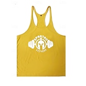 billige Løpe T-skjorter og tanktopper-Herre Grafisk Bokstaver Treningstank topp Singlet til jogging Gymtopp Sommer Racerrygg Ermeløs Hurtigtørkende Fukttransport Treningsøkt Aktiv trening Trening Blå Svart Gul Sports Sportsklær