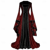  中世 ルネッサンス ドレス ファンシーコスチューム 長袖 魔女 バイキング 仮装 女性用 セルティック ファンタジー ハロウィーン カーニバル 性能 LARP レンフェア 成人 ドレス