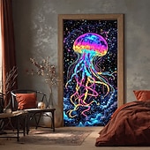 cheap Garage &amp; Door Banners-Posters Door Cover Outdoor Banners Jellyfish Tropical Modern 3D Party Dorm Teens Room College Dorm Guys Man Cave Frat Bedroom Shooting Backgrounds Home Decor