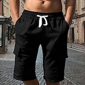 cheap Classic-Men's Tactical Shorts Cargo Shorts Shorts Casual Shorts Drawstring Pocket Elastic Waist Plain Comfort Breathable Knee Length Casual Outdoor Vacation Vacation Fashion Navy Blue Micro-elastic