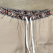 voordelige Vakantie-Voor heren Linnen broek Broek Zomerbroek Wijde broek Strandbroeken Trekkoord Elastische taille Effen Kleur Lichtgewicht Ademend Volledige lengte Dagelijks Buiten Strand Vakantie Modieus Groen Khaki