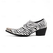 voordelige Elementaire Dress Schoenen-Herenloafers van leer met zebraprint – hoogwaardige modeschoenen voor speciale gelegenheden en avondjes uit.