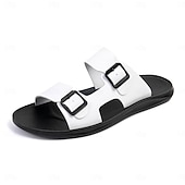preiswerte Urlaubsandalen-Braune Herren-Sandalen mit Doppelschnalle, offene Zehenpartie, lässige Strandschuhe, verstellbar, bequem, Sommerschuhwerk für Urlaub, Strandreisen, Resortbesuche, Freizeit im Freien, Spaziergänge und den täglichen Gebrauch im Sommer