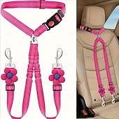 abordables Accesorios para vehículos-Cinturón de seguridad doble para perros, nuevo cinturón de seguridad doble para reposacabezas de coche para mascotas, correa para perros sin enredos, ajustable con elástico, divisor de correa para