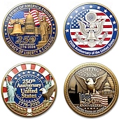  Набор из 4 подвесок в честь 250-летия США – двумерный орел. &Кулон с американским флагом, патриотическое памятное украшение, коллекционный предмет 1776-2026, подарок ко Дню независимости, 4 июля,