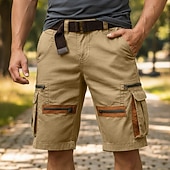 levne Dovolená-Pánské Náprsníkové kalhoty Šortky s kapsami Kraťasy Neformální šortky Kapsy Elastický pas Bez vzoru Jednobarevné Krátký Ležérní Venkovní Streetwear Módní Šik ven Černá Khaki Neelastické