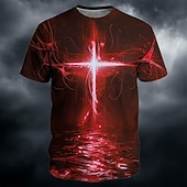  Amerikas 250. Jubiläum Herren Bibel Kreuz T-Shirt Kurzarm T-Shirt 3D-Druck Rundhalshemd Religöse Lässige Alltags-Party Blau Rot Grün Sommer Frühling Bekleidung