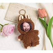 お買い得  パーソナライズされたテキスタイル-カスタム面白い顔のぬいぐるみキーホルダー、パーソナライズされた写真イースターバニーキーホルダーギフト写真人形ウサギの耳、ソフトバッグチャーム、バックパックアクセサリー、子供、ガールフレンド、花嫁介添人へのギフト