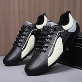 baratos Tênis Casuais-Homens Vintage Casual Diário Pele PU Confortável Com Cadarço Preto Cáqui Cinzento Verão Primavera Outono