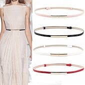 Недорогие Ремень-Жен. Полиуретановый ремень с пряжкой Искусственная кожа Металлический бак Геометрический принт На каждый день Повседневные Праздники Синий Черный Белый Розовый