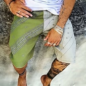 abordables Impresión Geométrica-Hombre Diseño Geométrico Pantalones cortos de sudor Pantalones cortos de playa Pantalones cortos de felpa Media cintura Retro Antiguo Diario Ropa de calle Festivos Correa Cintura elástica Impresión 3D