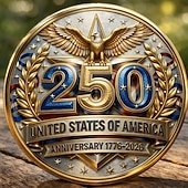  アメリカ建国250周年記念硬貨（1776-2026年）、アメリカ独立記念品、愛国的な鷲と星のデザイン、100周年記念ギフト