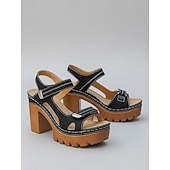 preiswerte Absatzsandalen-Damen Täglich Blockabsatz Offene Spitze Mode Kunstleder Klettverschluß Schwarz Weiß Pink