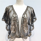 Χαμηλού Κόστους σάλι κάπας-Μπλέιζερ Γκατσμπυ 1920s Σατέν Κάλυμμα Γυναικείο Σαφράν Ράψιμο Σαφράς Με Παγιέτες Για Πάρτι Γάμου Καλεσμένη Άνοιξη Καλοκαίρι Φθινόπωρο ντύσου εντυπωσιακά