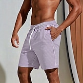 billiga Geometrisk tryck-Herr Geometrisk Randig Badshorts Boardshorts Medium Midja Business Casual Utomhus Semester Vardag Sidfickor Mesh foder Elastisk dragsko i midjan Designer Kläder
