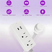 ieftine Aparate de uz casnic-Prelungitor cu ștecher plat și USB C, prelungitor cu braț pivotant pentru a fi montat în spatele mobilei, stație de încărcare ultrasubțire cu 3 prize AC &amp;porturi USB, cablu subțire pentru noptieră,