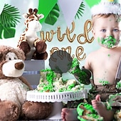 levne Umělé rostliny a zeleň-108 kusů palmových listů, umělých tropických monster - 6 druhů, velkých, malých, zelených, umělých palmových listů se stonky pro safari, džungli, havajskou luau, párty, dekoraci stolu, svatební,