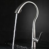 זול ברזים למטבח-ברז כיור מטבח עם מרסס נשלף, ברז מטבח מסחרי בעל ידית אחת בקשת גבוהה