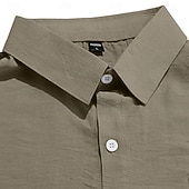 economico Vacanza-Per uomo Camicia Camicia di lino Camicia con Bottoni Tinta unica All'aperto Vacanza Nero Bianco Verde chiaro Verde scuro Manica Corta Colletto a Camicia Estate Primavera Abbigliamento Tasca