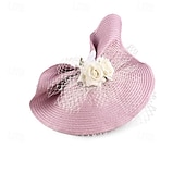economico Fascinatori-Fascinator Carta pura Matrimonio Compleanno Vintage Carino Retrò Con Fiore Tulle Copricapo Copricapo