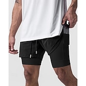 お買い得  ランニングショーツ-男性用 ランニングショーツ アスレチックショーツ ジムショーツ ドローストリング ポケット 2 イン 1 コンプレッションライナー付き ショートパンツ カジュアル 日常 アウトドア 夏 春 速乾性 ライトウェイト 吸汗性 ジムトレーニング 屋外 アスレチック レギュラー スポーツウェア アクティブウェア ブルー ブラック カモフラージュ