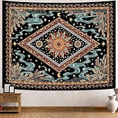 cheap Wall Tapestries-Mystic Psychedelic Sun Face Celestial Starburst Wall Tapestry Diamond Pattern Moon and Stars Bohemian Wall Hanging Trippy Hippie Home Decor Bedroom Backdrop