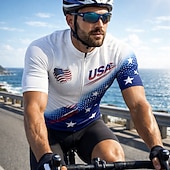  America's 250th Anniversary Independence Day American Independence Day Men Cycling Jersey American US Flag Short Sleeve Bike Jersey Top with 3 Rear Pockets UV Resistant Quick Dry With Pockets Front