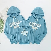 cheap Daily Family Matching-Family Tops Letter Casual Print Red Light Purple Beige Long Sleeve Active Matching Outfits