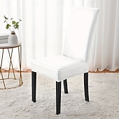 voordelige Hoes voor eetkamerstoel-Waterdichte, elastische stoelhoes van PU-leer, verdikte antislip beschermhoes voor hoge rugleuningen, geschikt voor thuis, hotel en eetkamerstoelen.
