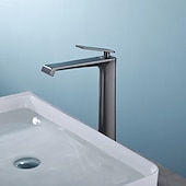 economico Rubinetti per lavandino bagno-Rubinetto per lavabo da bagno - classico rubinetto da bagno monocomando a foro singolo galvanizzato color grigio gomma