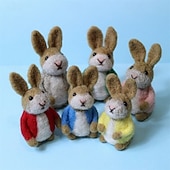  6 יחידות ממולאות סל פסחא ארנב לבד מחט, בובת פרווה מיניאטורית מצמר בעבודת יד, צעצוע בסגנון ארנב, מתנה רכה ואביבית לילדים בנות בנים, עיצוב חדר ילדים בהשראת וולדורף