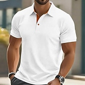 economico Polo classica da uomo-Per uomo Testurizzato Polo a Maglia Waffle Casuale Affari Classico Manica Corta Moda Moderno Tinta unica Testurizzato Bottoni Primavera &amp; Estate Estate Primavera Vestibilità regolare Blu Nero Bianco